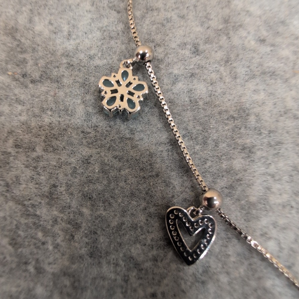 Adjustable Charm Bracelet Silver Tone Hummingbird Heart Snowflake Peace Dove Gem - Picture 2 of 7